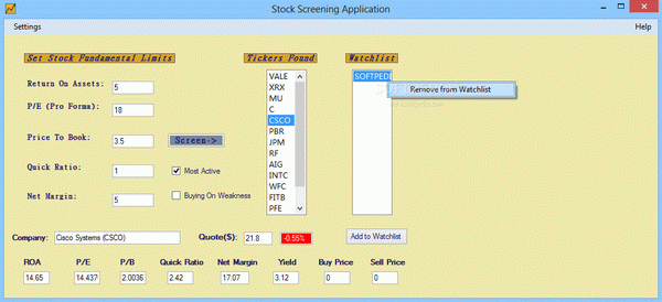 Stock Screening Application Crack & Serial Key
