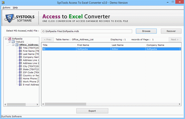 SysTools Access to Excel Converter Crack With Keygen