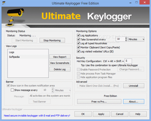 Ultimate Keylogger Free Edition Crack With Keygen