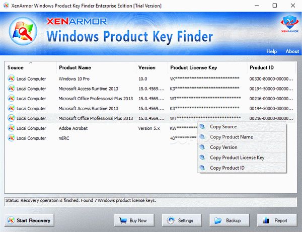 XenArmor Windows Product Key Finder Crack + Serial Number